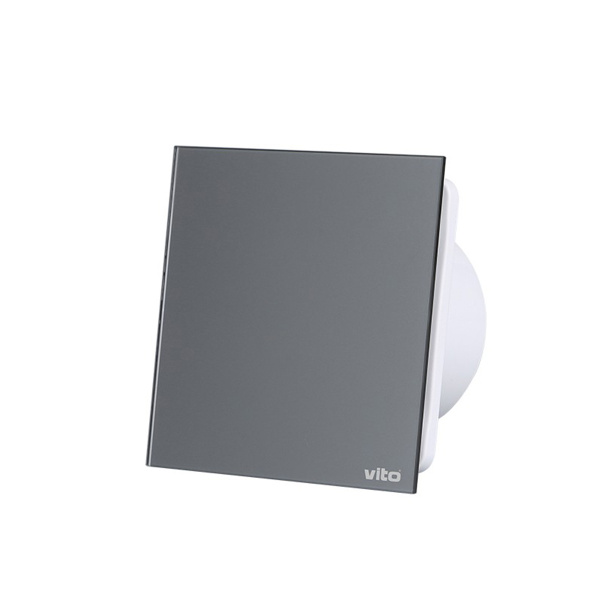 ВЕНТИЛЯТОР ВЫТЯЖНОЙ 100/ЗАКРЫТЫЙ -СЕРЫЙ-СТЕКЛО VT/VENTI-GL100/FLAT GLASS/Φ100MM/15W/GREY/BEARING AIR